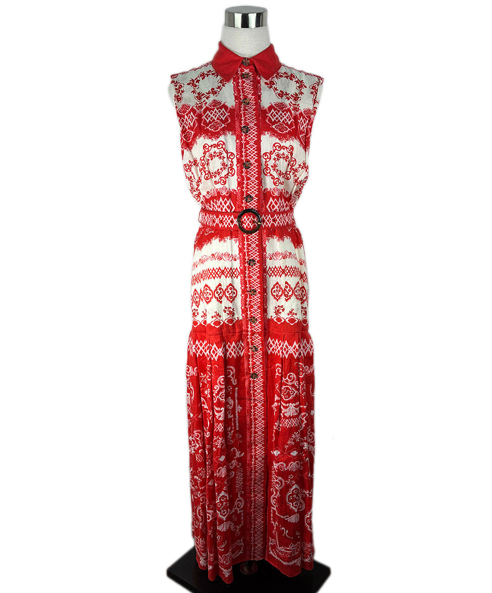 red saloni dress Isa D Dress in Cherry Embroidered SALONI