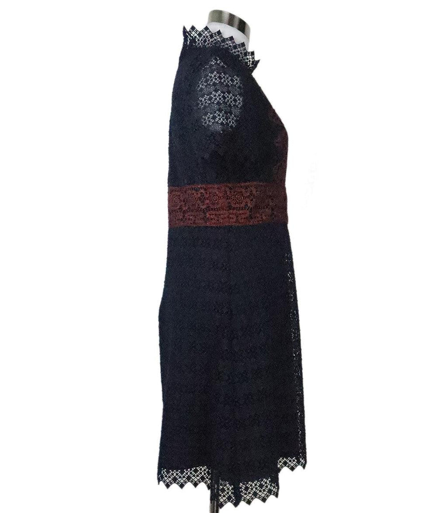 Sandro Navy & Burgundy Crochet Dress 1