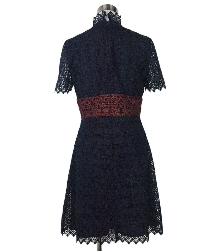 Sandro Navy & Burgundy Crochet Dress 2