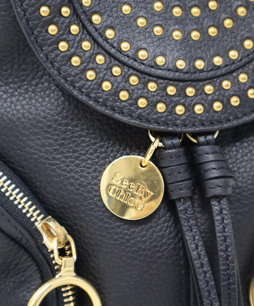See By Chloe Black Leather & Gold Studded Backpack 7