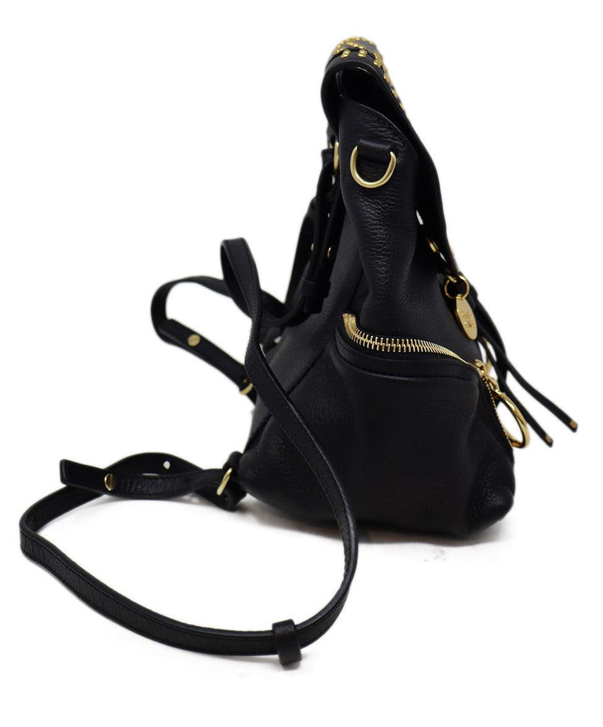 See By Chloe Black Leather & Gold Studded Backpack 1