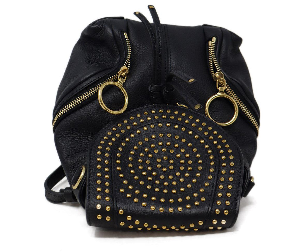 See By Chloe Black Leather & Gold Studded Backpack 4