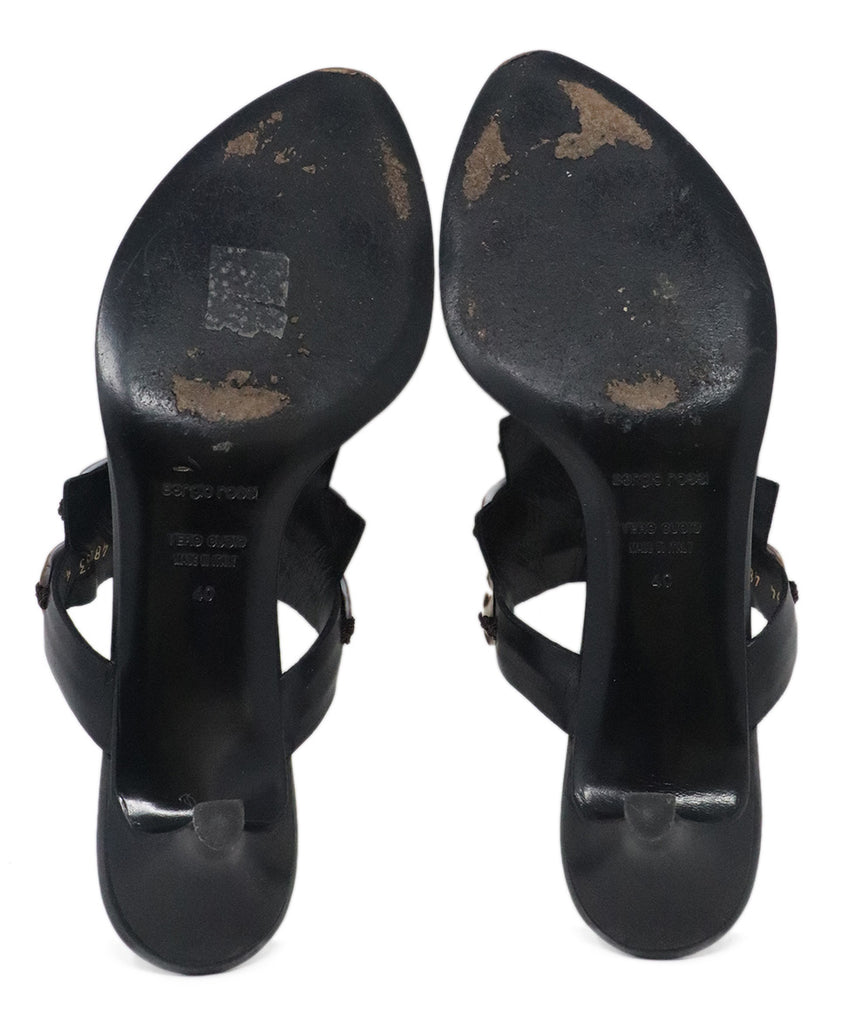 Sergio Rossi Black Leather & Brown Shell Sandals 4