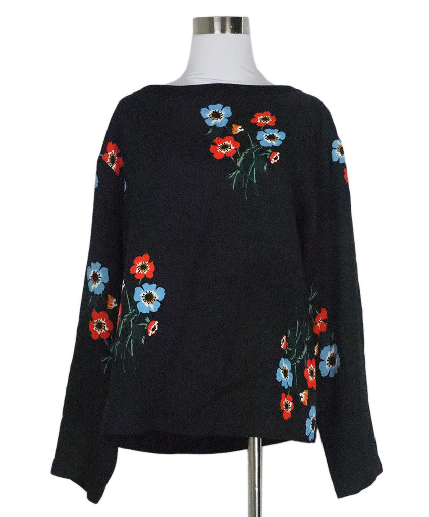 Sonia Rykiel Black Floral Print Blouse 