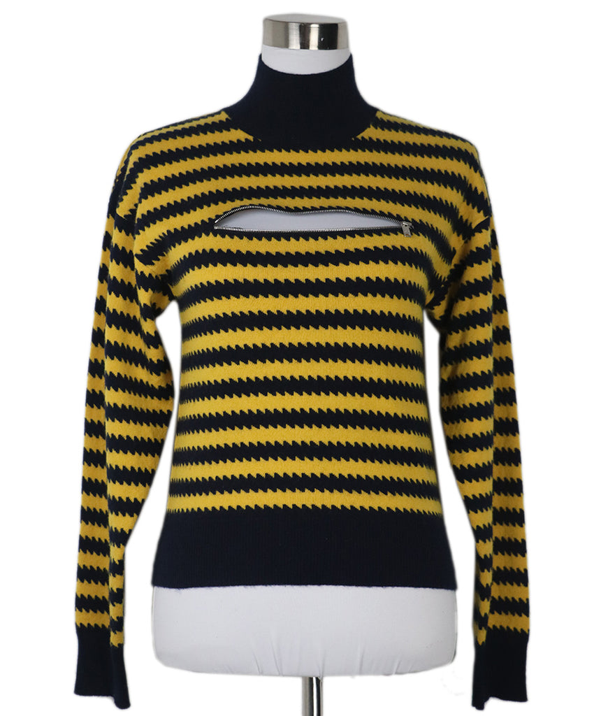 Sonia Rykiel Yellow & Navy Cashmere Turtleneck Sweater 1