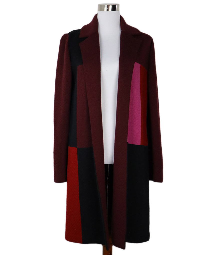 St. John Burgundy & Pink Wool Coat 