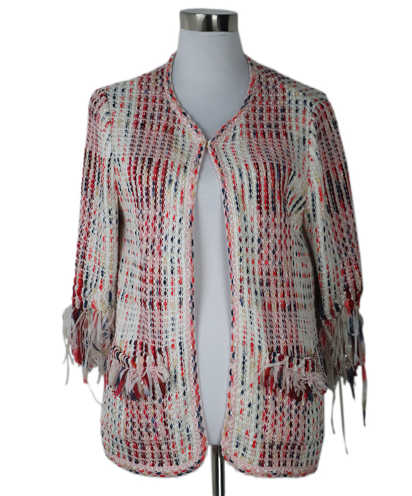 St. John Red & White Woven Jacket 