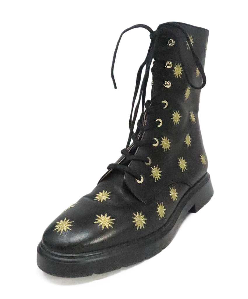 Stuart Weitzman Black & Gold Embroidered Boots 