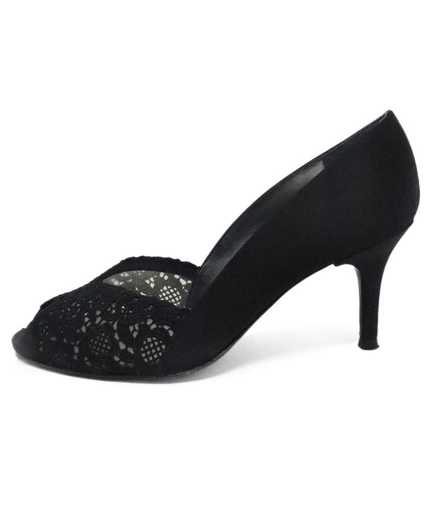 Stuart Weitzman Black Satin & Lace Heels 1