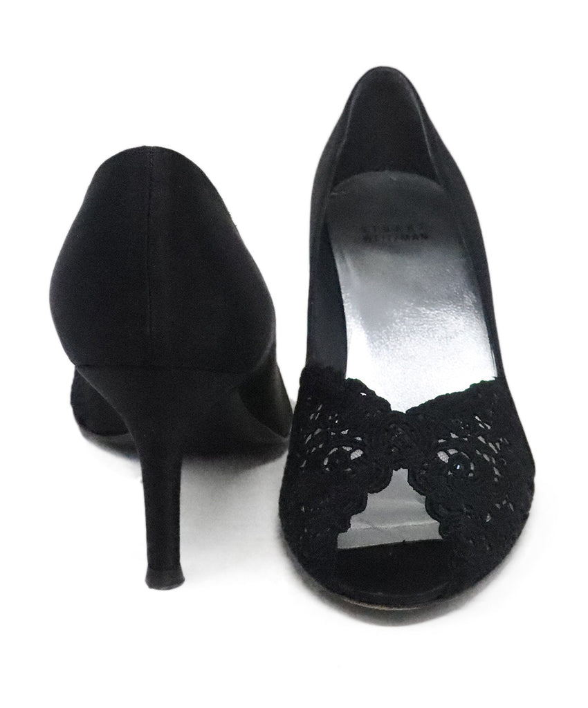 Stuart Weitzman Black Satin & Lace Heels 2