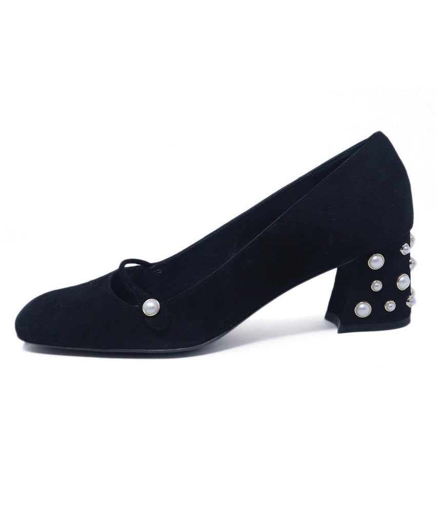 Stuart Weitzman Black Suede Pearl Heels 1