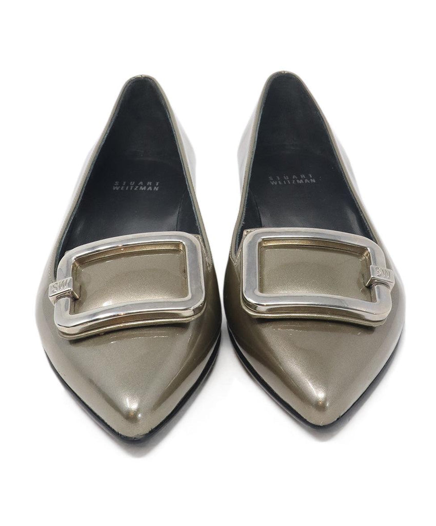 Stuart Weitzman Pewter Patent Leather Flats 3