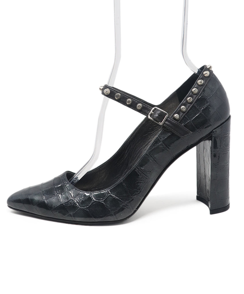 Stuart Weitzman Grey Studded Patent Leather Heels 1