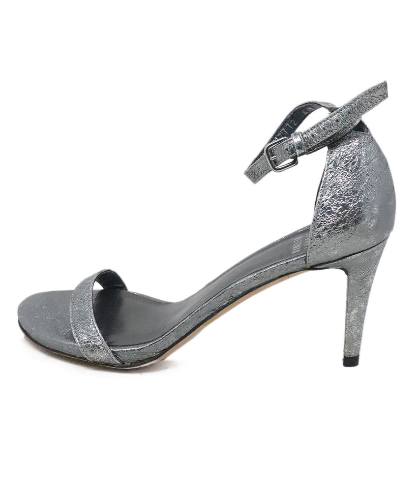 Stuart Weitzman Metallic Pewter Leather Heels 1