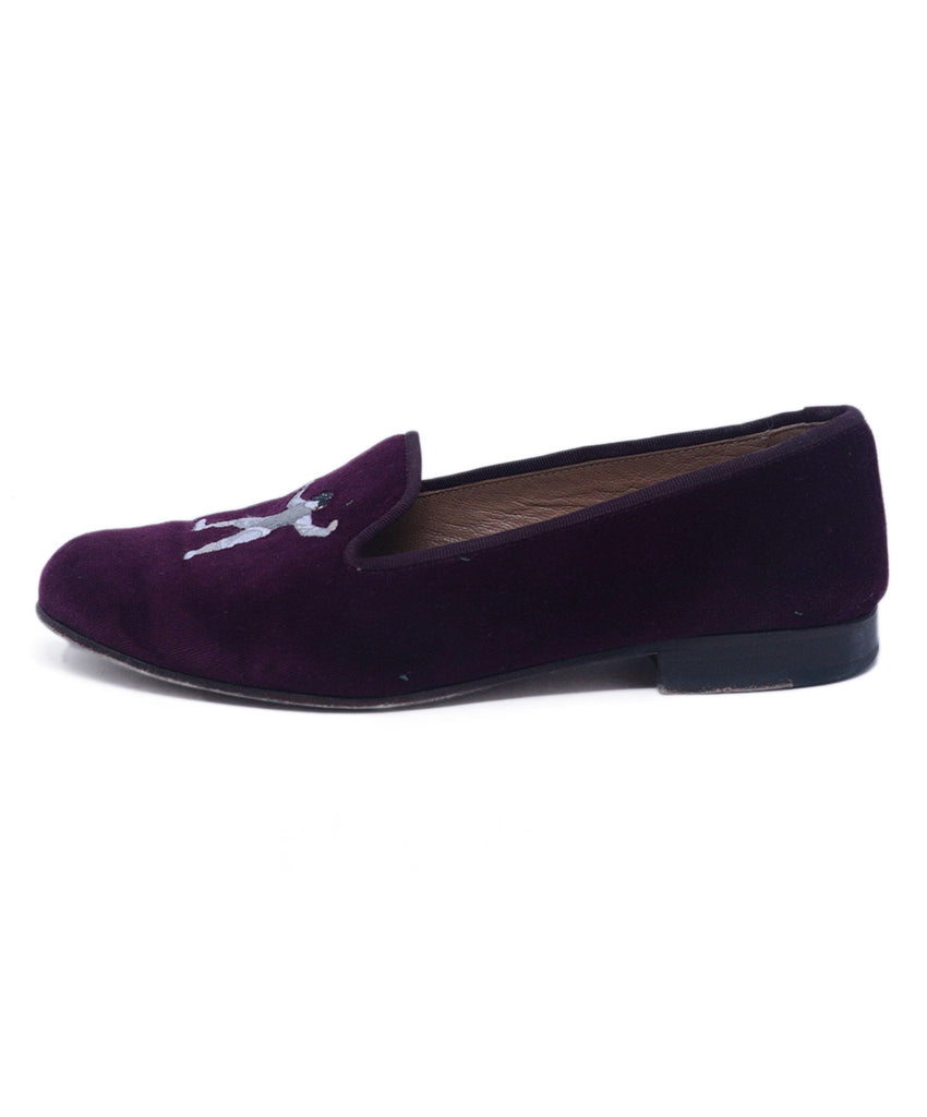 Stubbs & Wootton Burgundy Velour Flats 1