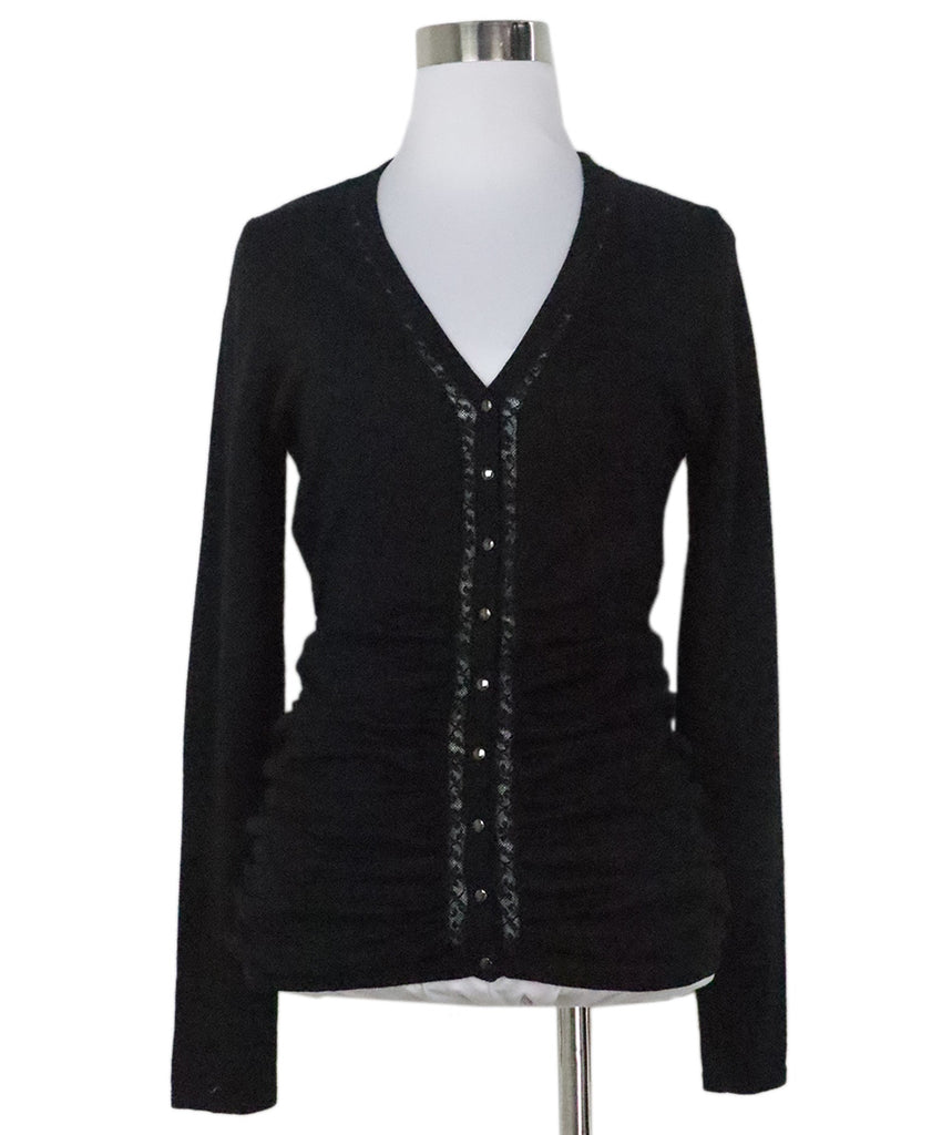 Tahari Black Knit Cardigan 