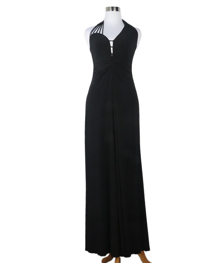 Terani Black Polyester Halter Dress 