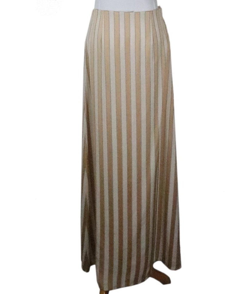 The Row Ivory & Champagne Striped Skirt 2