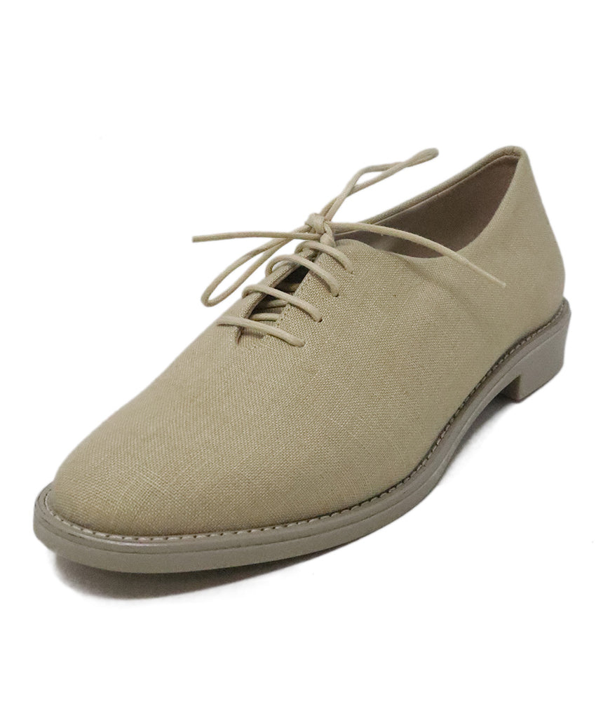 Theory Beige Canvas Lace Up Loafers 