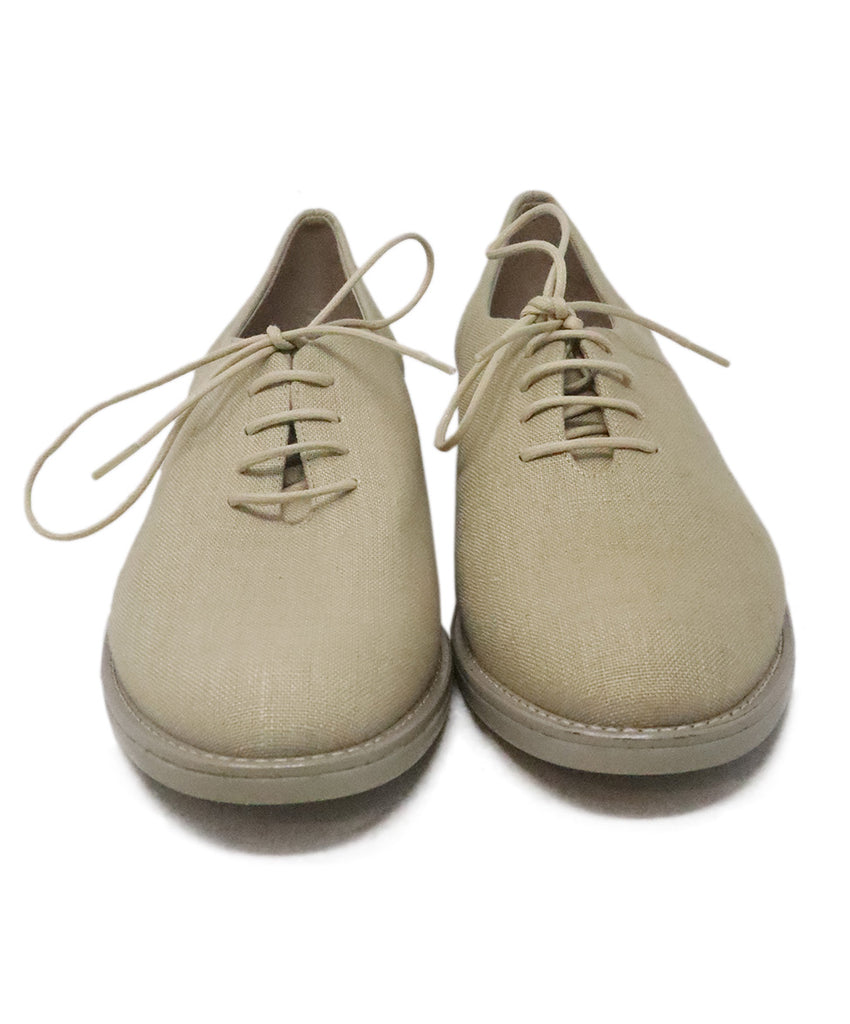 Theory Beige Canvas Lace Up Loafers 3