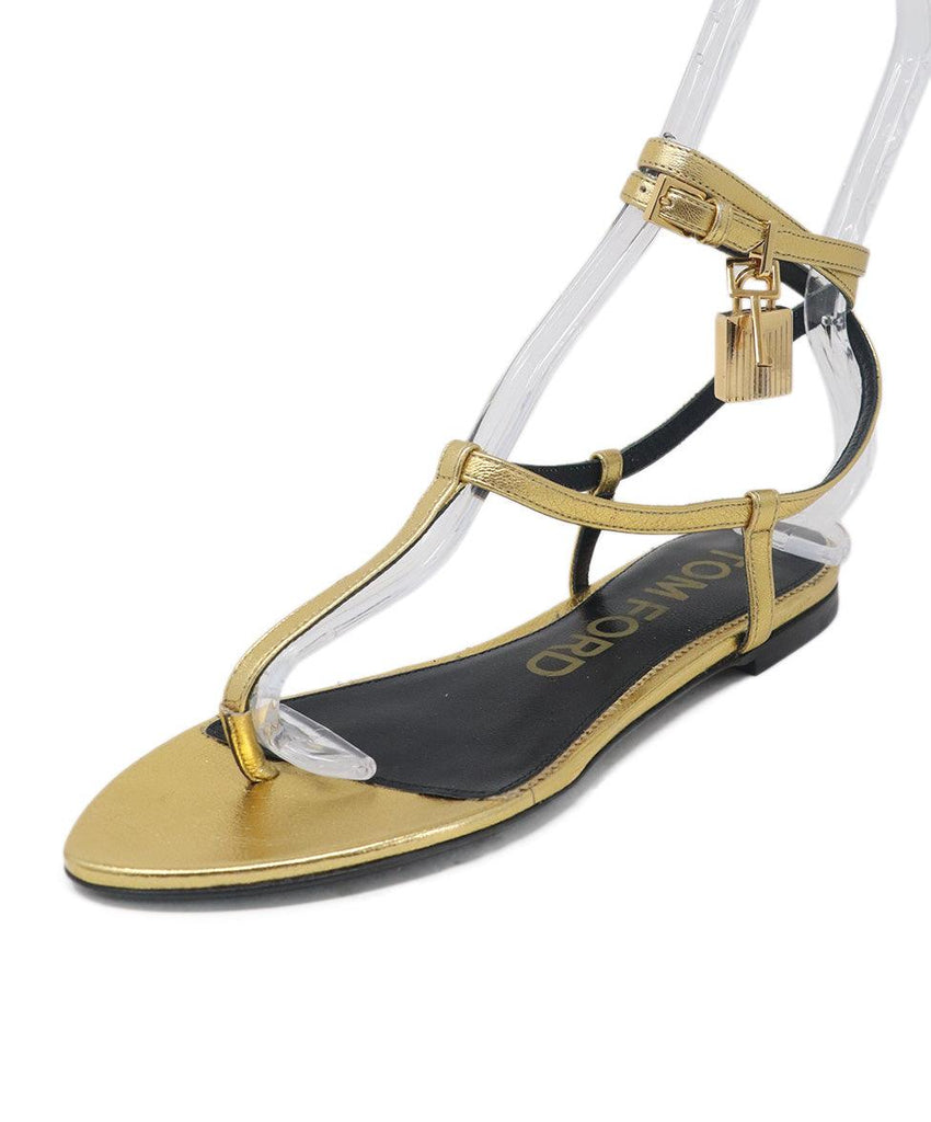 Tom Ford Gold Leather Strappy Flats 