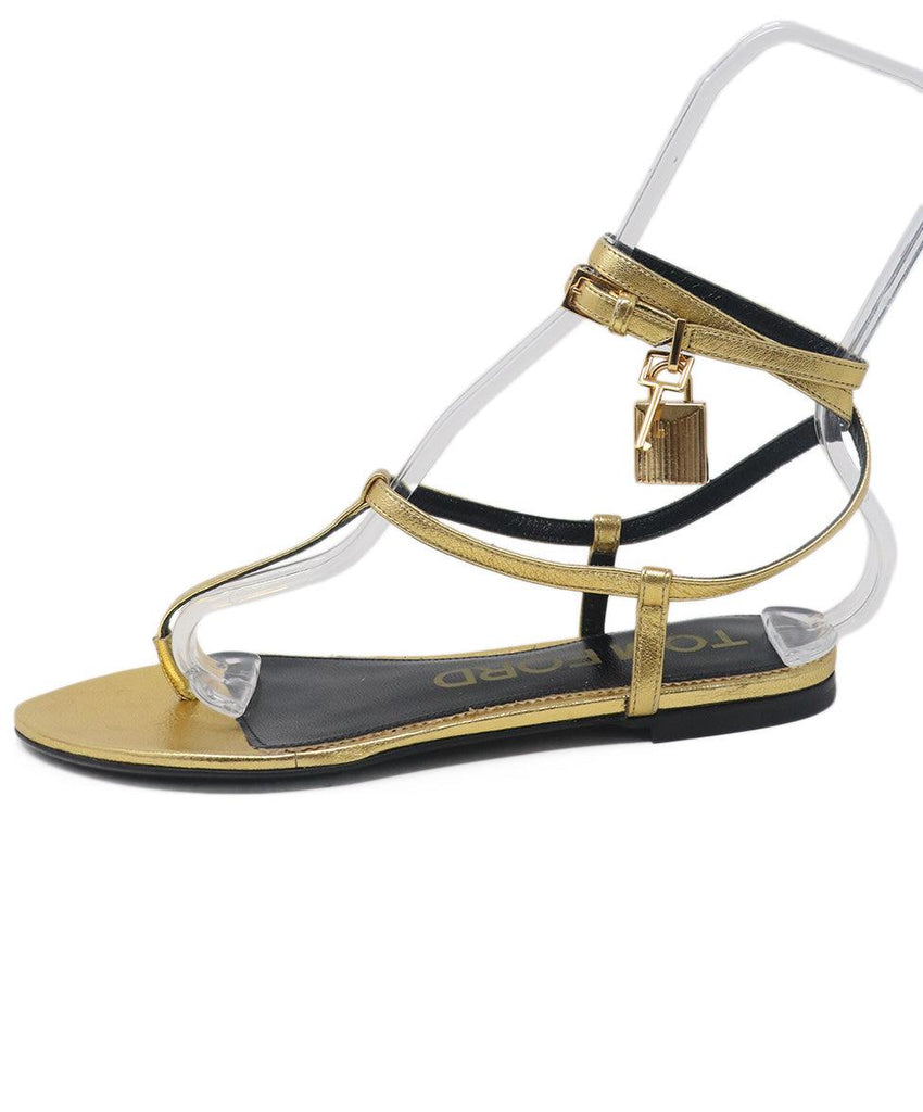 Tom Ford Gold Leather Strappy Flats 1