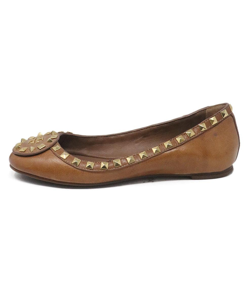 Tory Burch Brown Leather Studded Flats 1