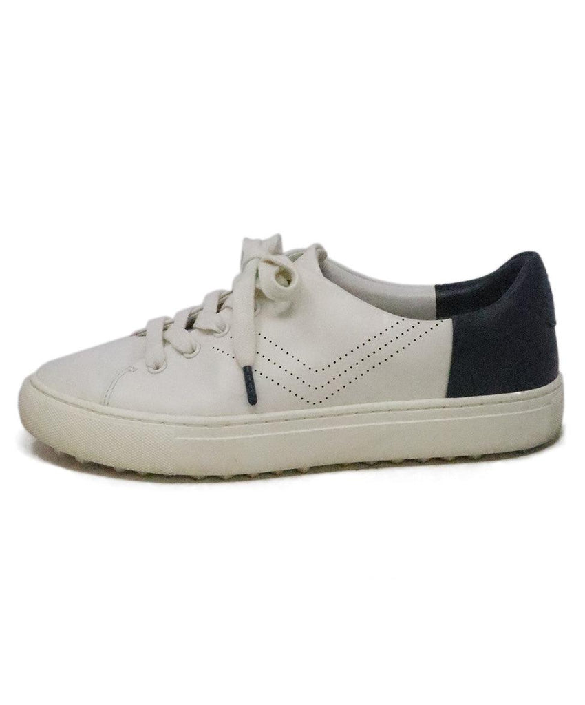 Tory Burch Ivory & Navy Leather Sneakers 1