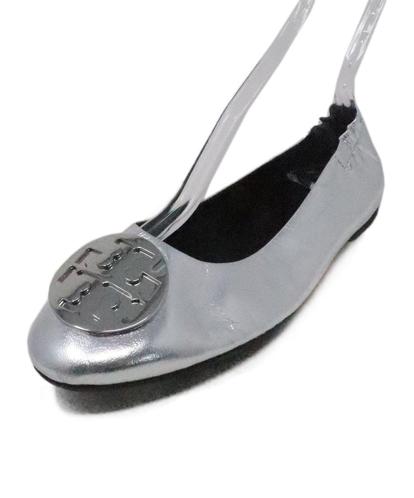 Tory Burch Silver Leather Flats 