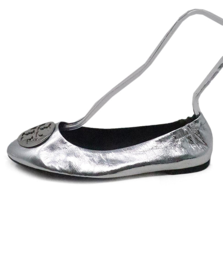 Tory Burch Silver Leather Flats 1