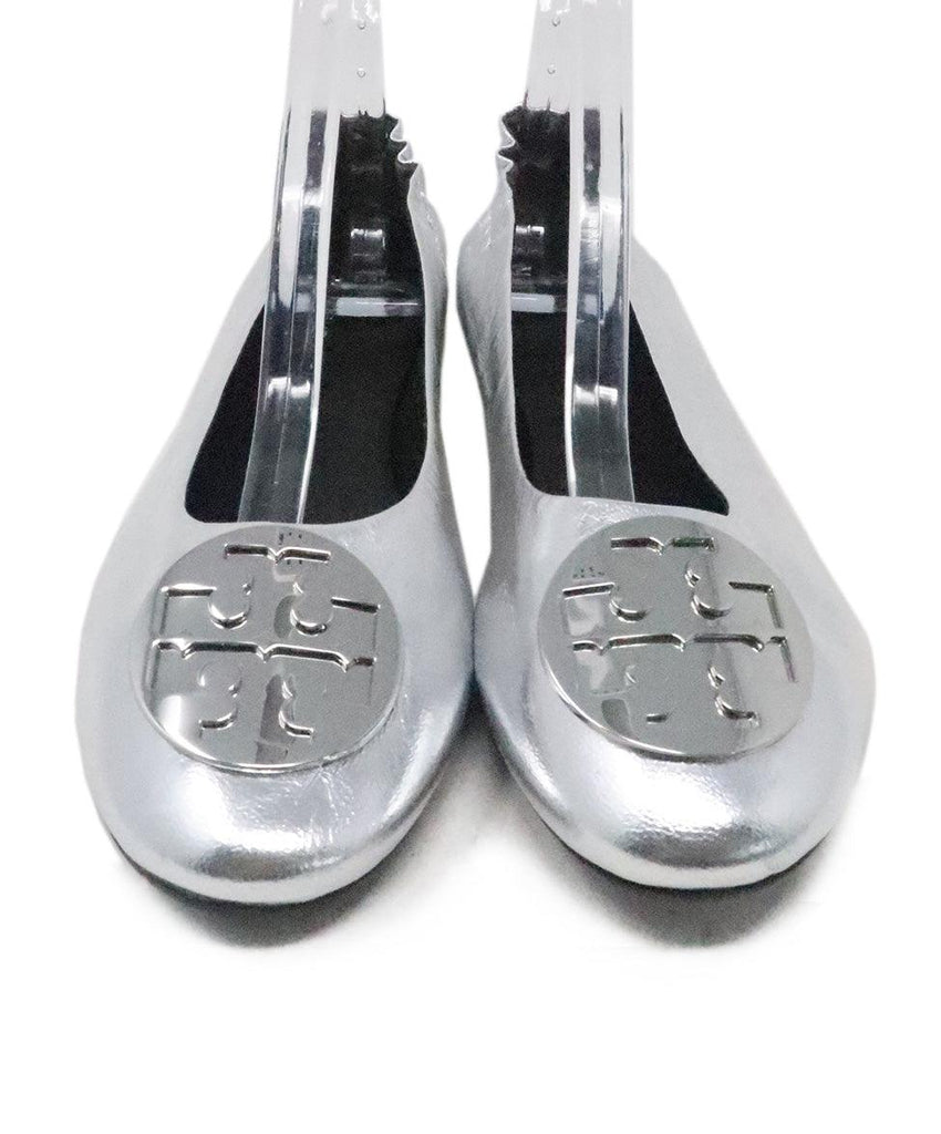 Tory Burch Silver Leather Flats 3