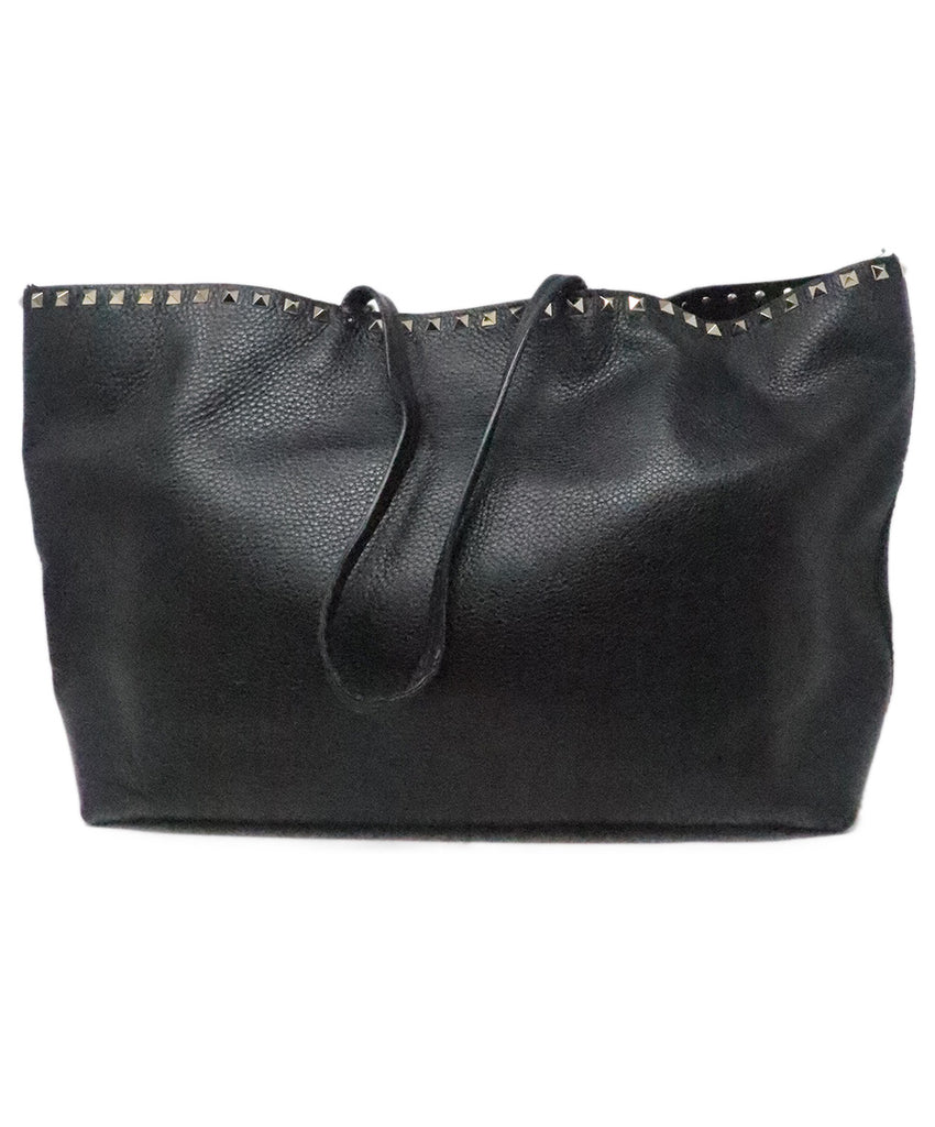 Valentino Black Leather Rockstud Tote 2