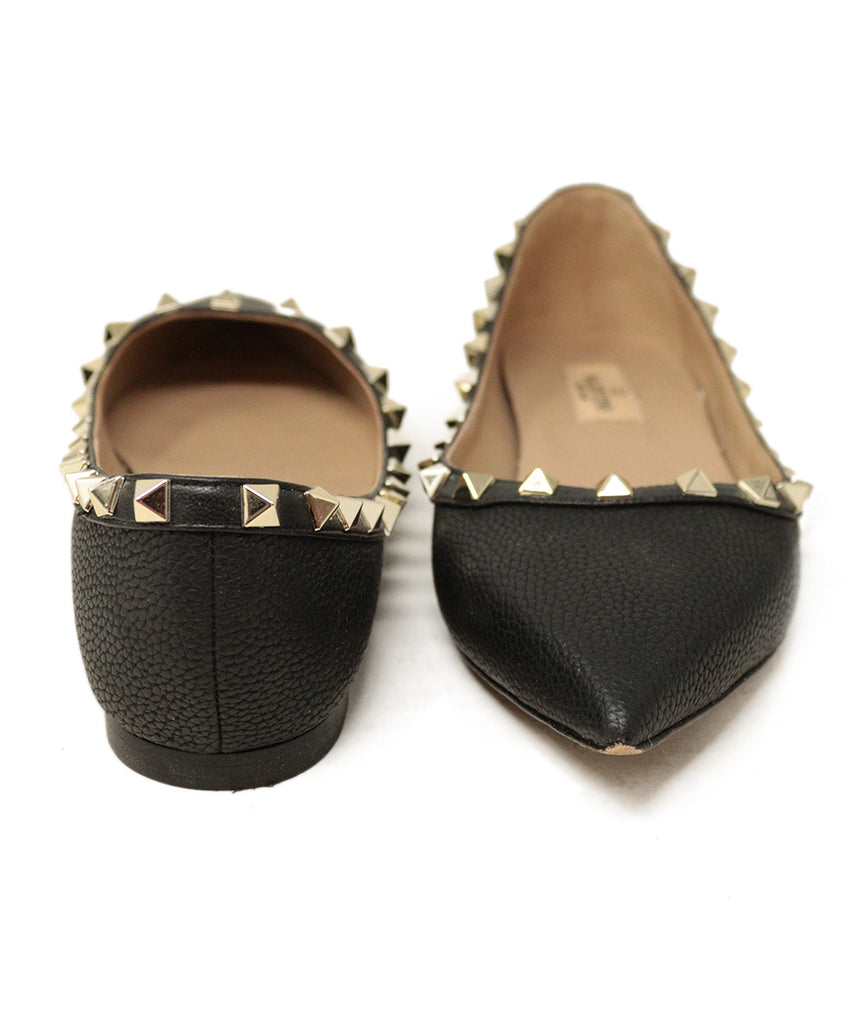 Valentino Black Leather Rockstud Flats 2