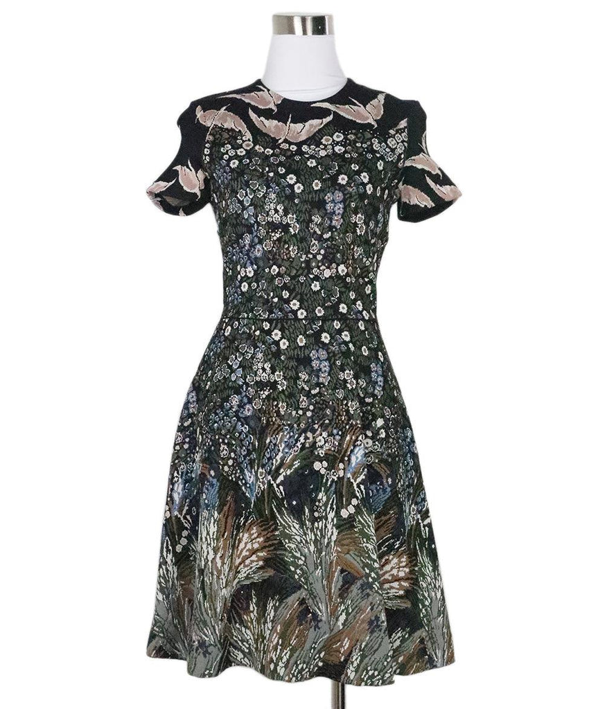 Valentino Black Floral Print Knit Dress 