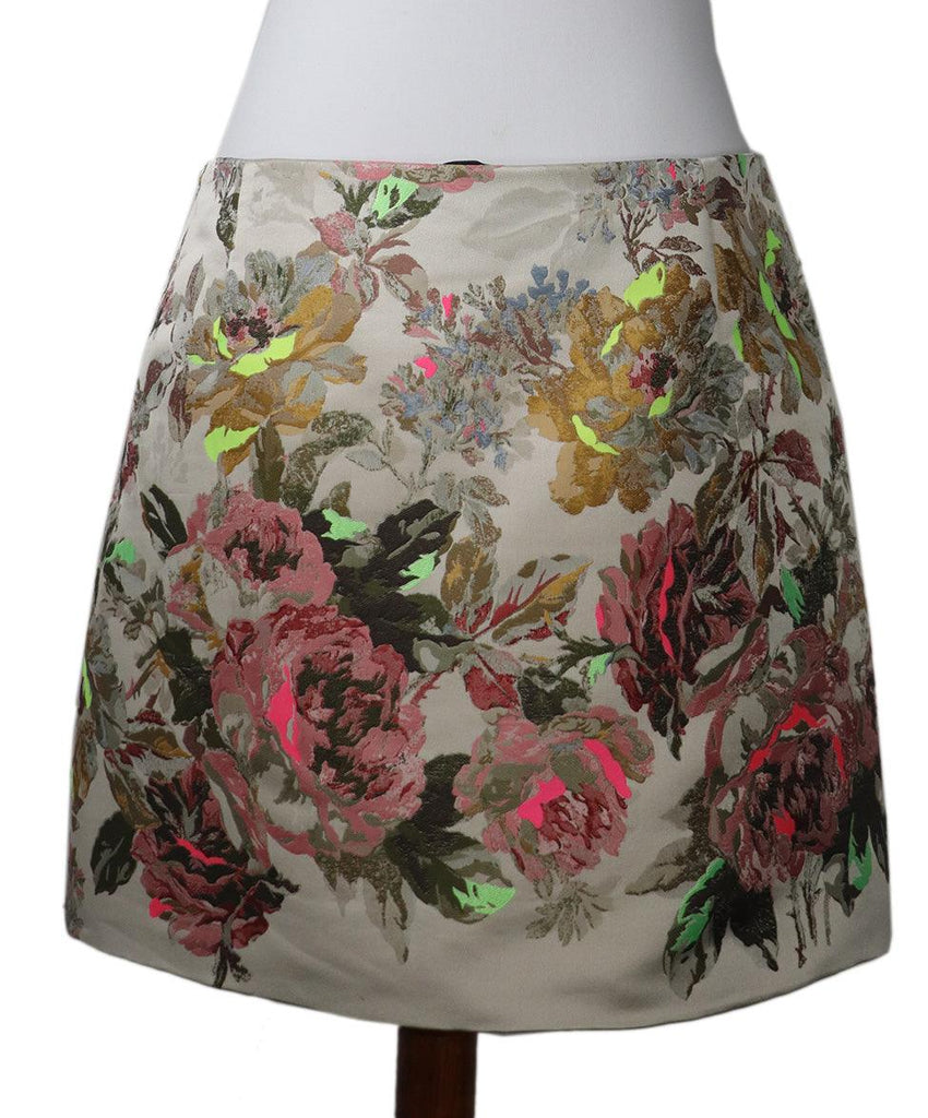 Valentino Pink & Green Silk Skirt 2