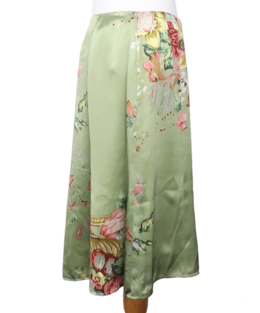 Valentino Sage Green Floral Print Skirt 1