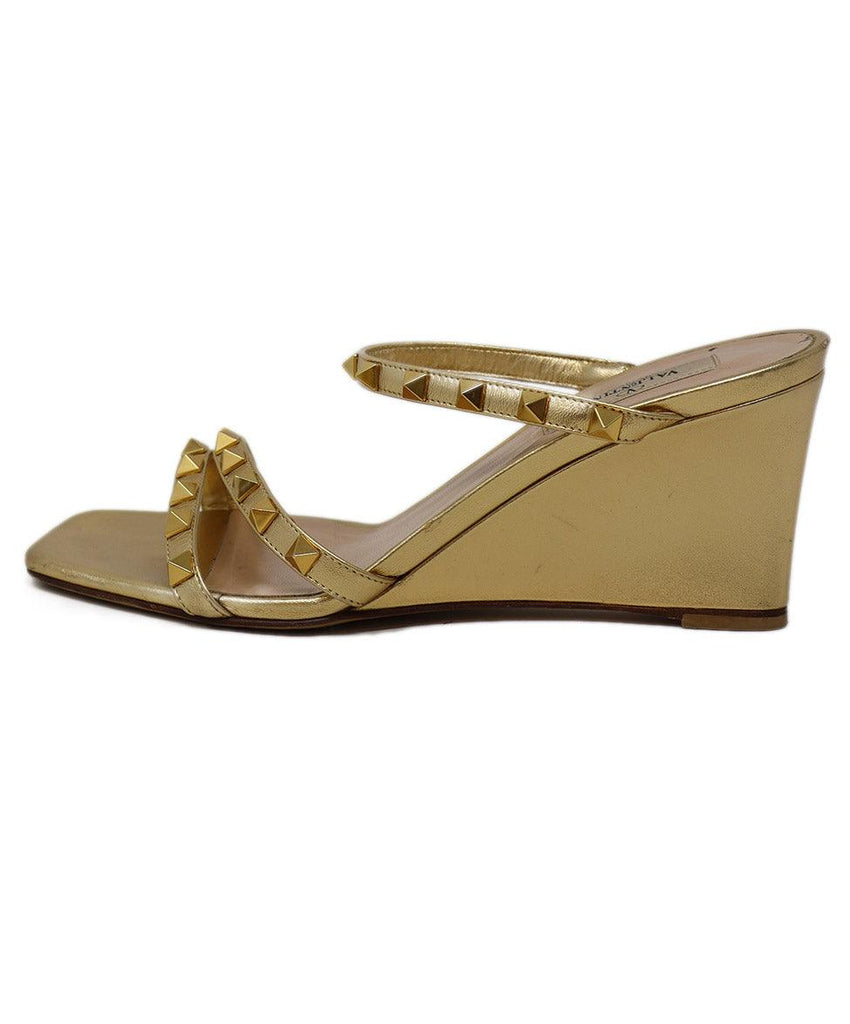Valentino Gold Leather Studded Wedges 1