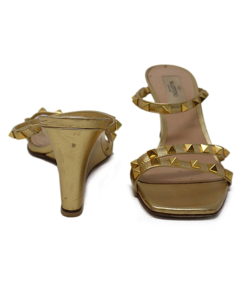 Valentino Gold Leather Studded Wedges 2