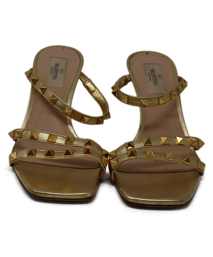 Valentino Gold Leather Studded Wedges 3