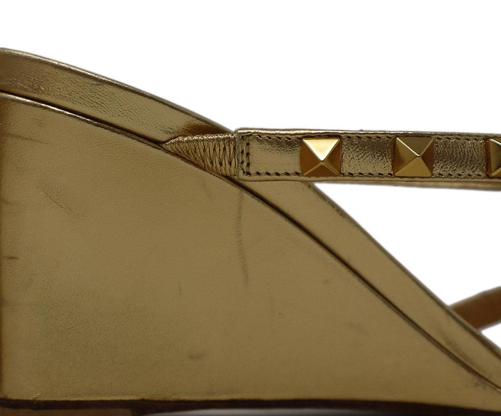 Valentino Gold Leather Studded Wedges 6