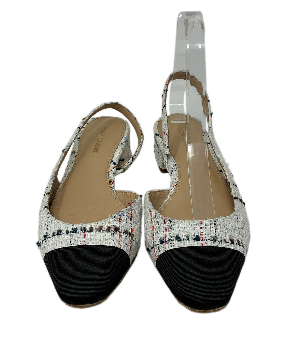 Veronica Beard Black and White Speckled Tweed Slingbacks sz5.5 l