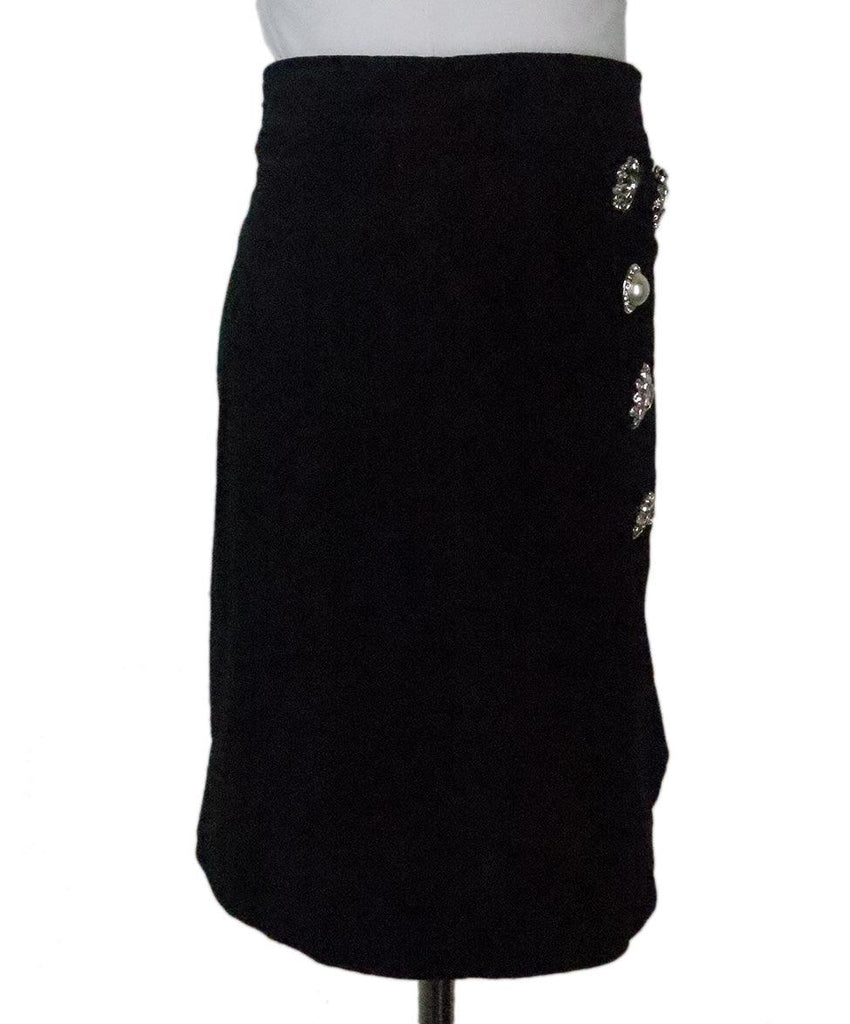 Veronica Beard Black Velvet Rhinestone Skirt 1