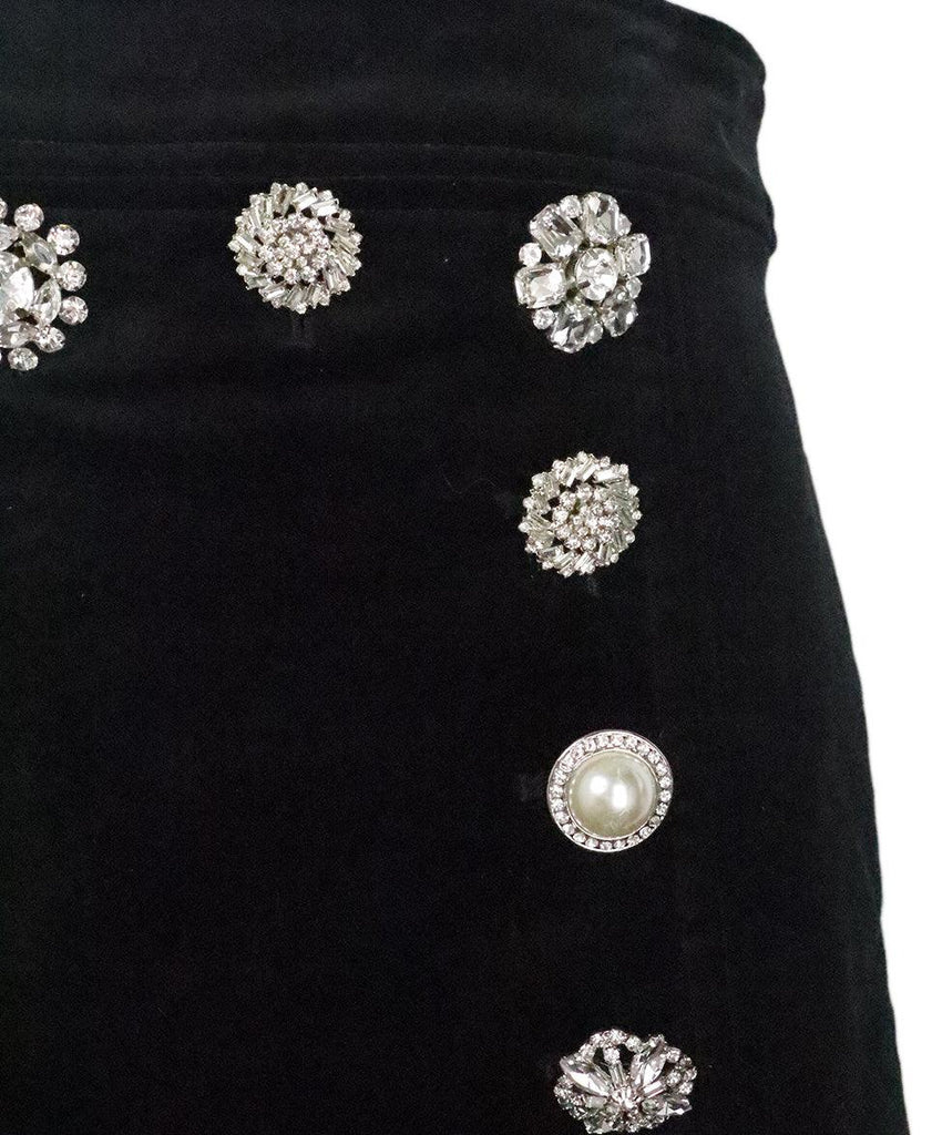 Veronica Beard Black Velvet Rhinestone Skirt 5