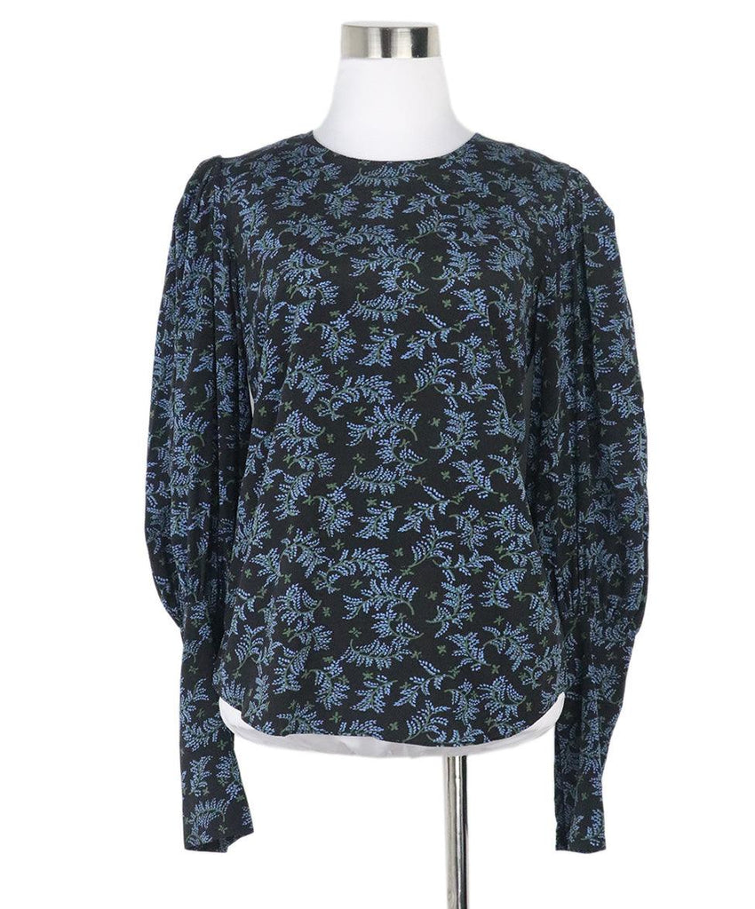 Veronica Beard Black & Blue Silk Blouse 