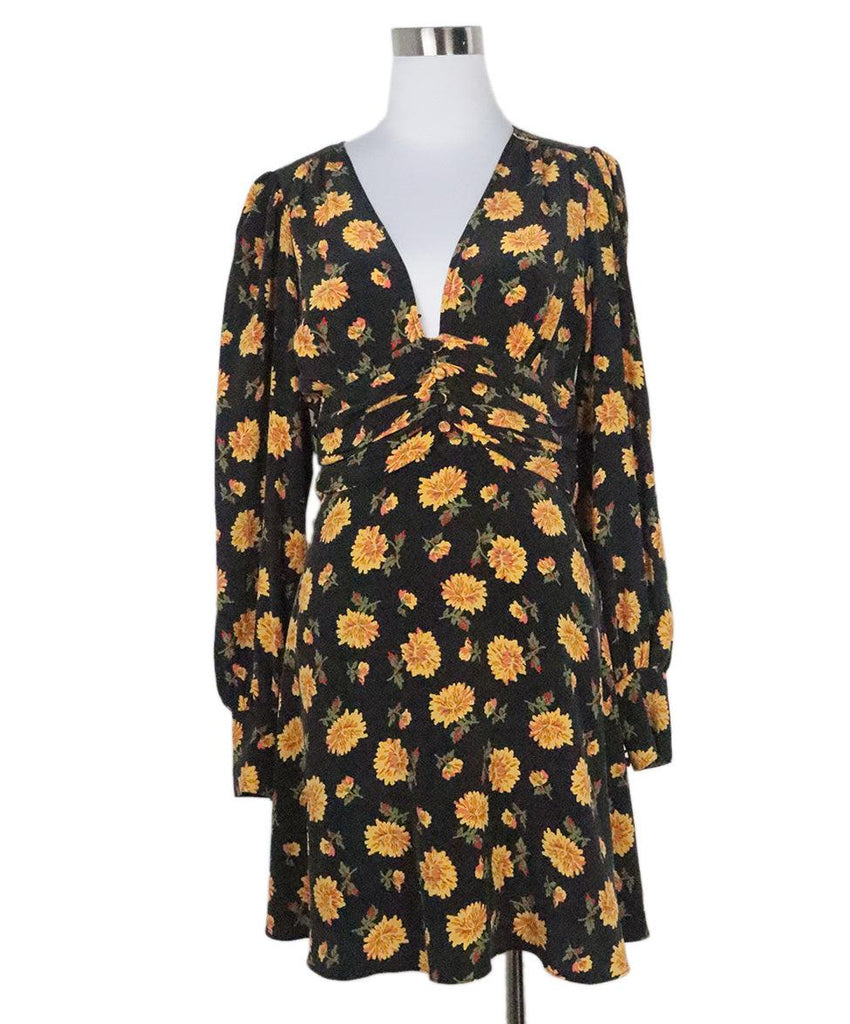 Veronica Beard Black & Yellow Floral Dress 