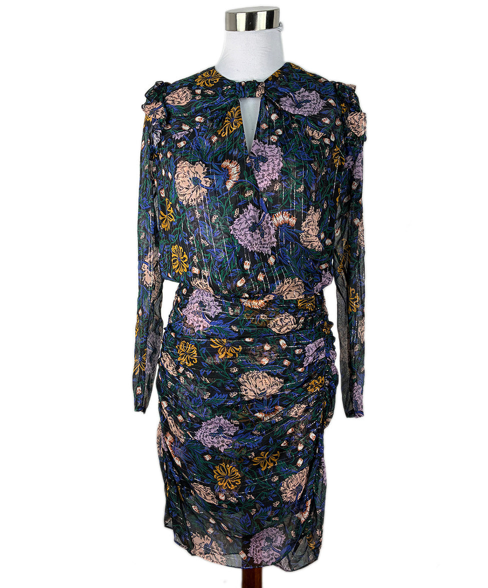 veronica beard green floral dress Multicolor Silk Lurex sz6 MAR2026DROP2