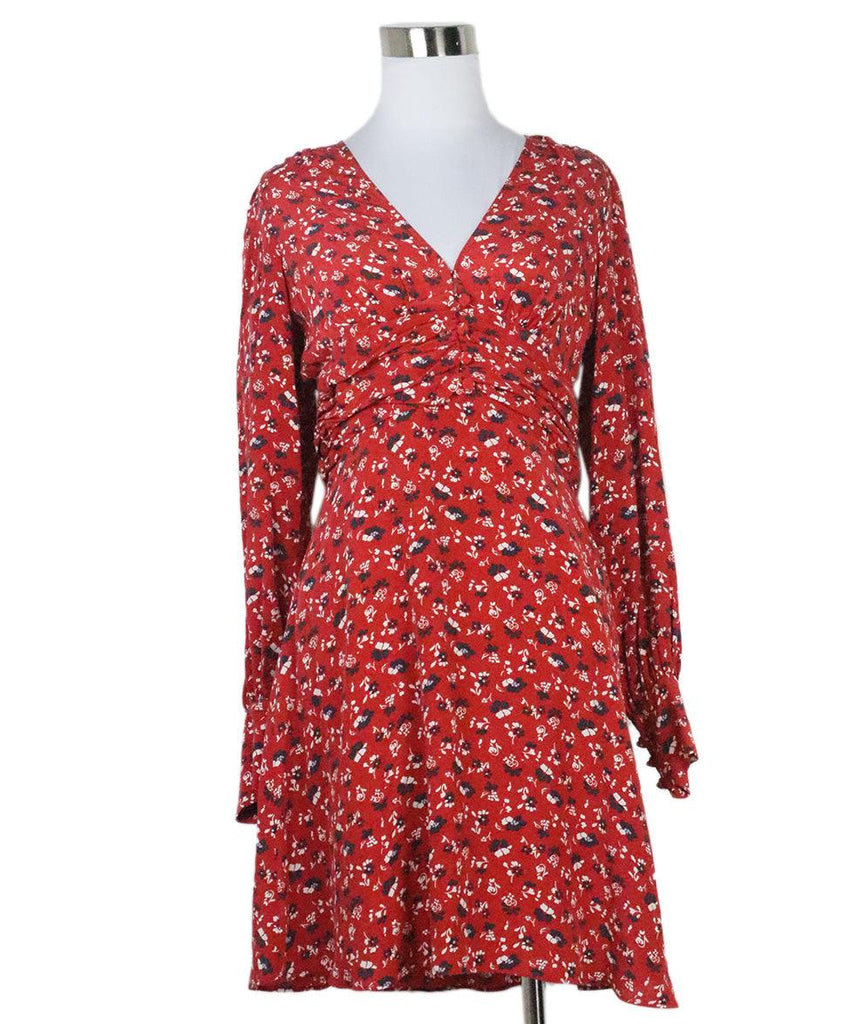 Veronica Beard Red & Blue Floral Print Dress 