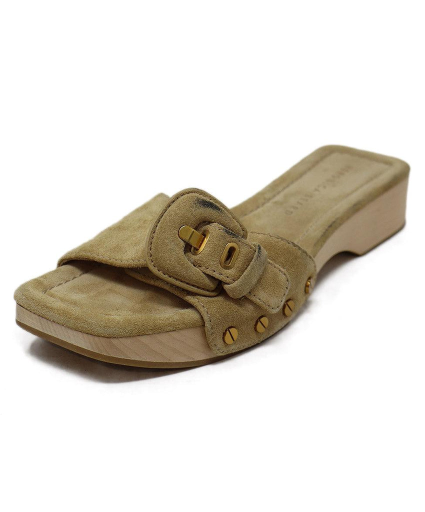 Veronica Beard Tan Suede Wood Sandals 