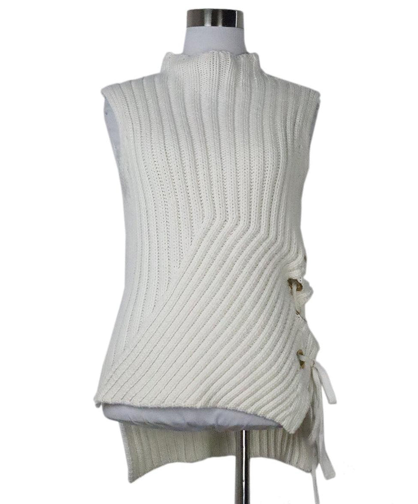 Derek Lam White Knit Sleeveless Turtleneck 