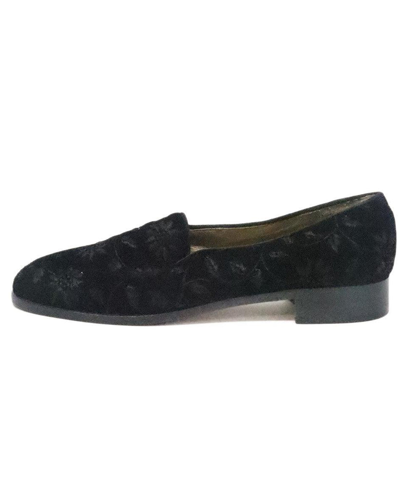 YSL Black Velvet Embroidered Flats 1